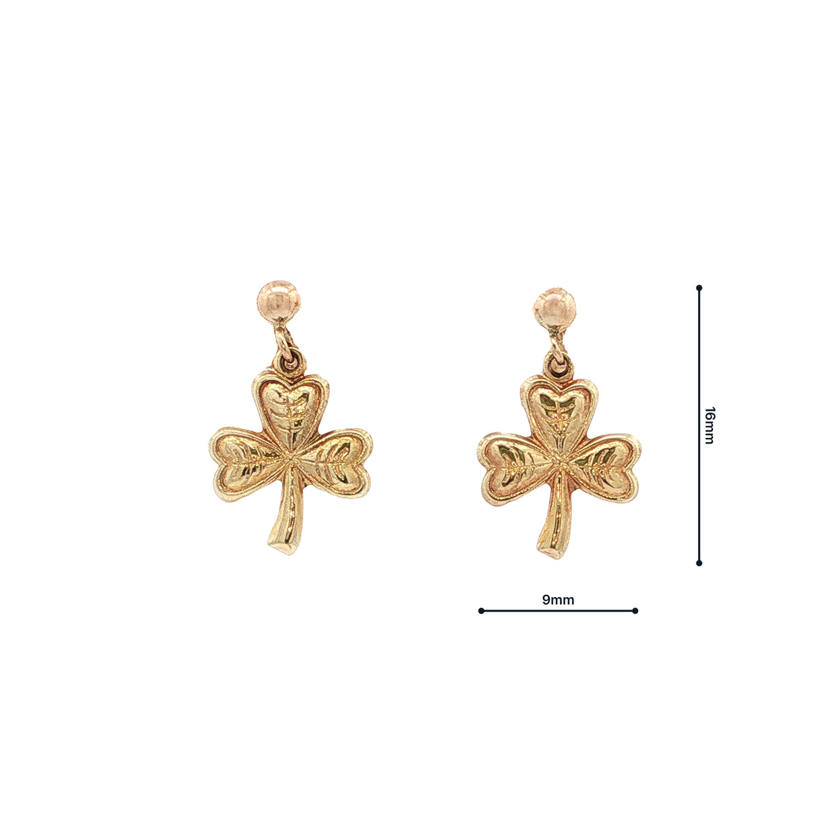 Small Ball Stud Shamrock Drop Earrings