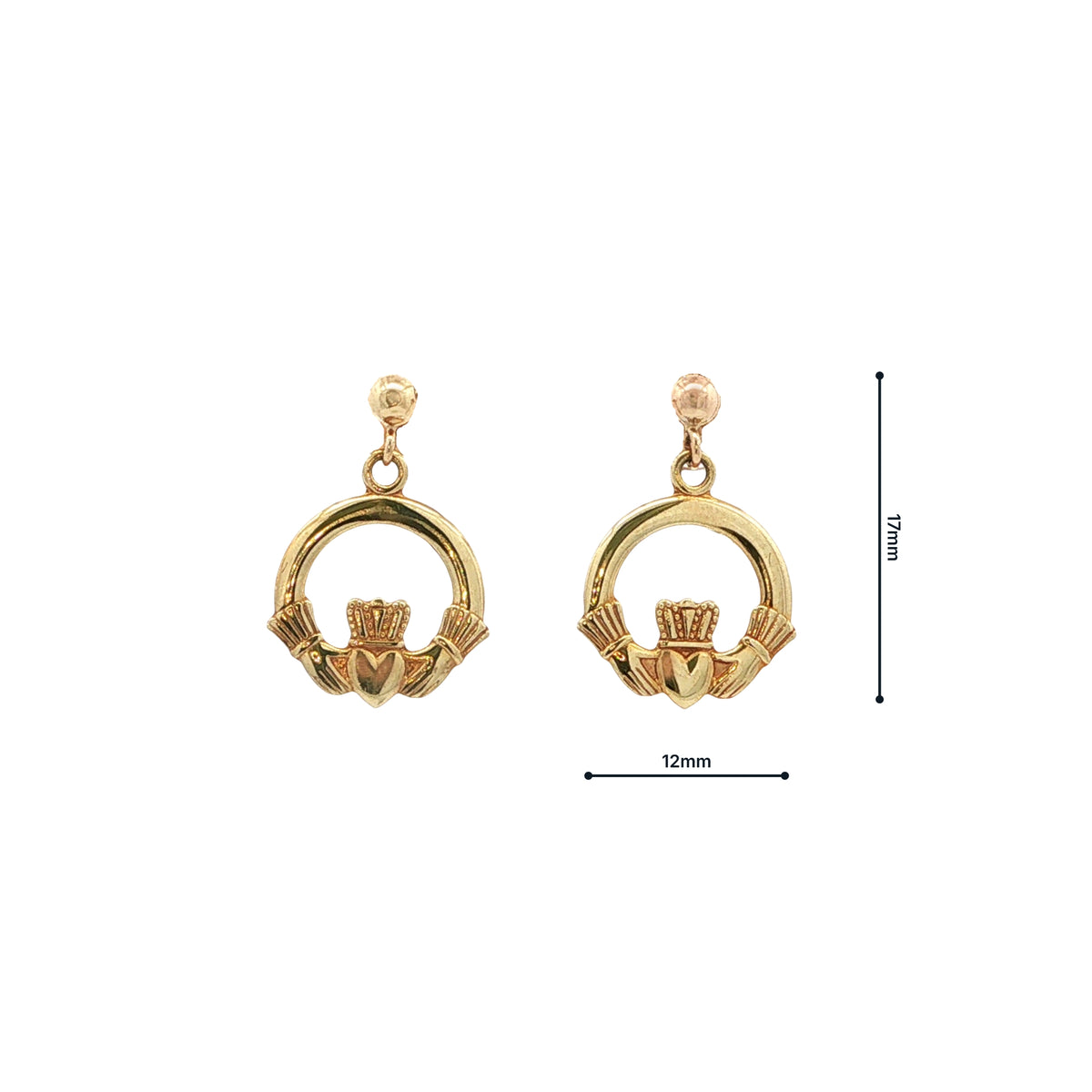 Claddagh Ball Stud Drop Earrings