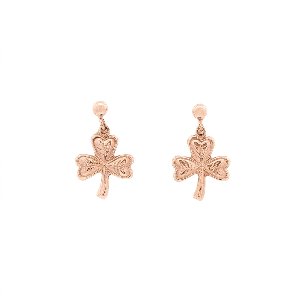 Small Ball Stud Shamrock Drop Earrings