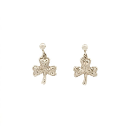 Small Ball Stud Shamrock Drop Earrings
