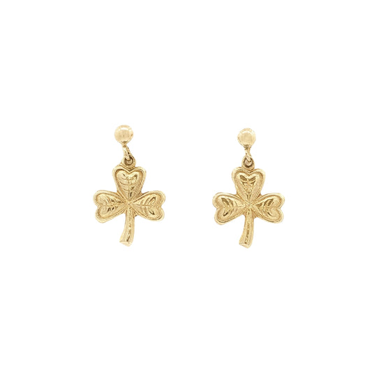 Small Ball Stud Shamrock Drop Earrings