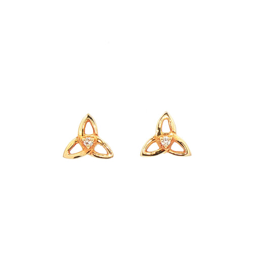 Triple Knot Stud Earrings with a Round Cut Natural Diamond