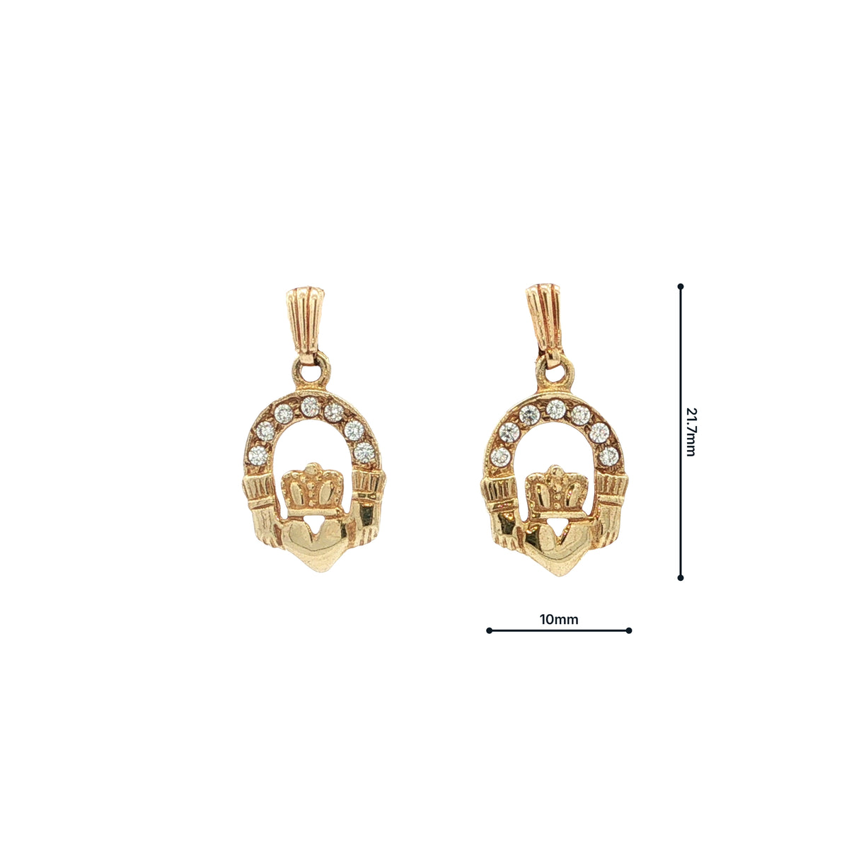 Claddagh Drop Earrings with Natural Diamond Arch