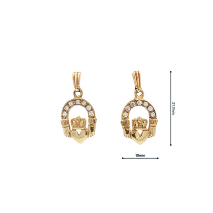 Claddagh Drop Earrings with Natural Diamond Arch