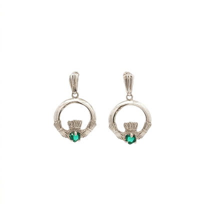 Emerald Claddagh Drop Earrings