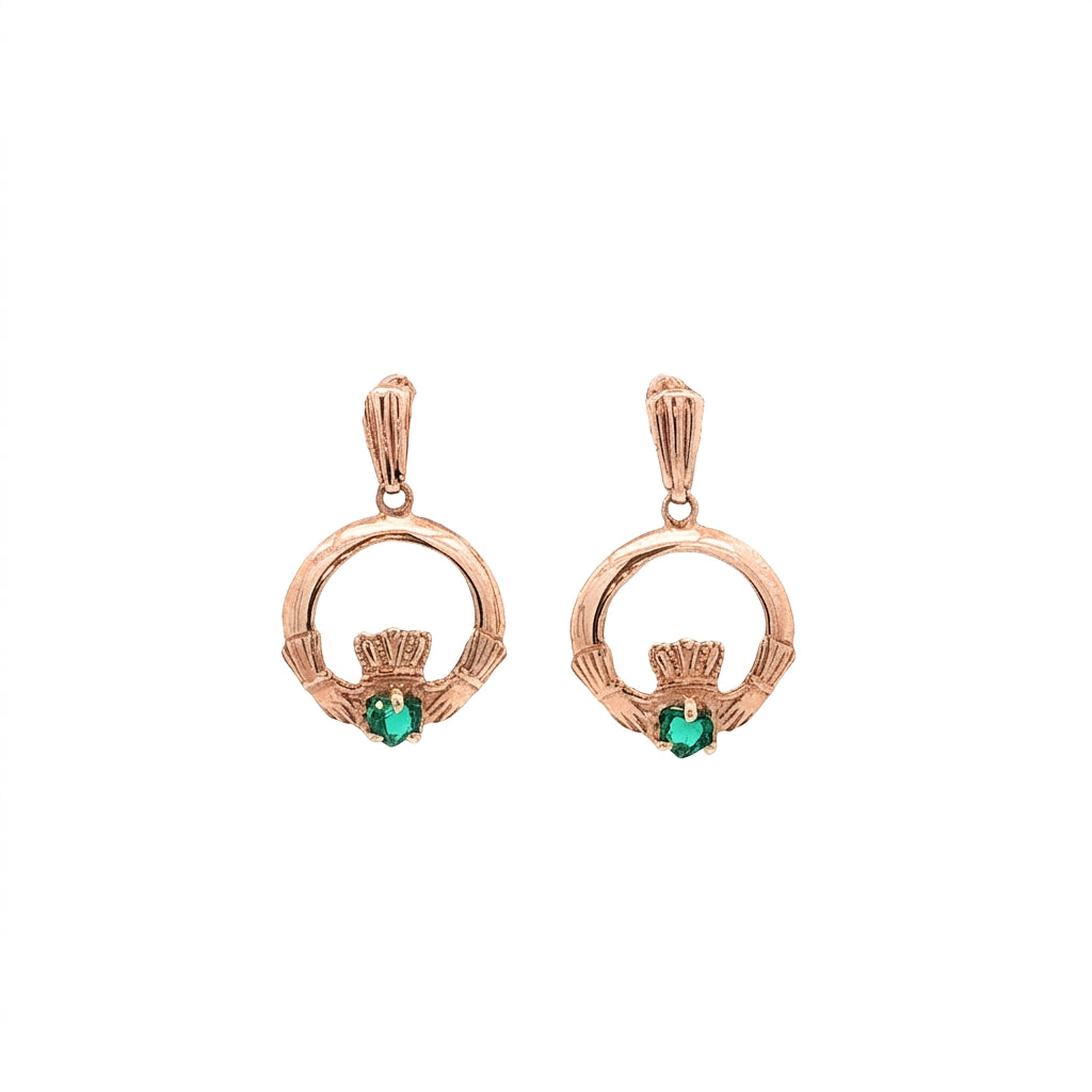 Emerald Claddagh Drop Earrings