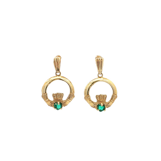 Emerald Claddagh Drop Earrings