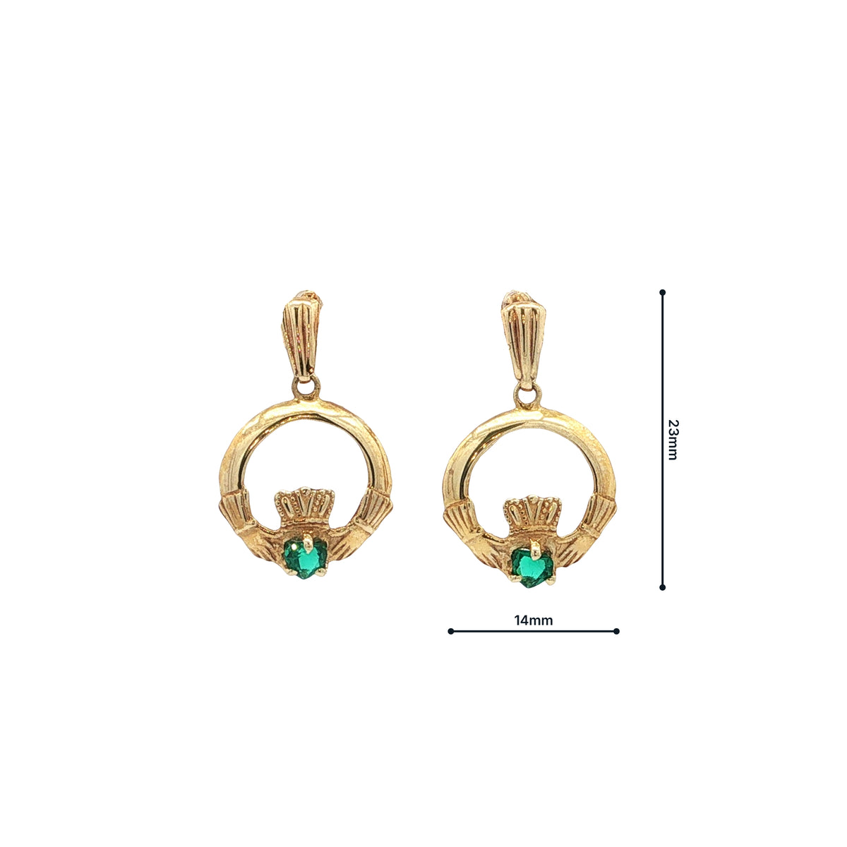 Emerald Claddagh Drop Earrings