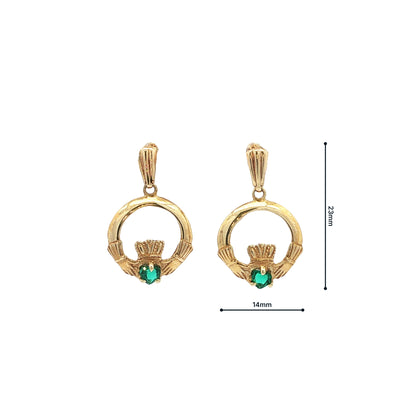 Emerald Claddagh Drop Earrings