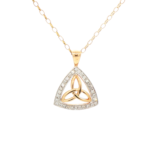 Trinity Knot with Natural Diamond Halo Pendant