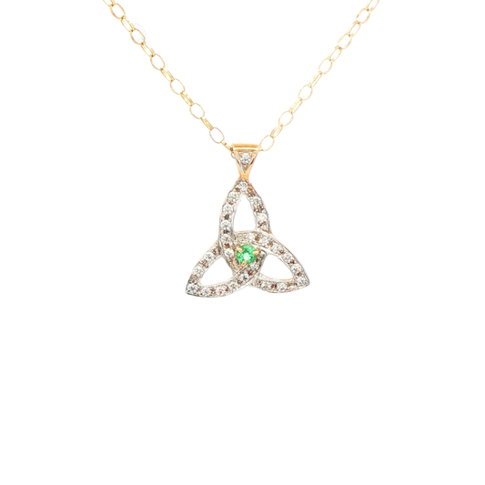 Trinity Knot Natural Diamond & Emerald Pendant