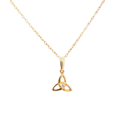 Trinity Knot with Natural Round-Cut Diamond Pendant