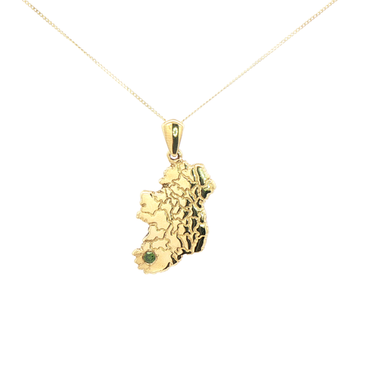 Map of Ireland Pendant with a Green Diamond set in the County of Your Choice