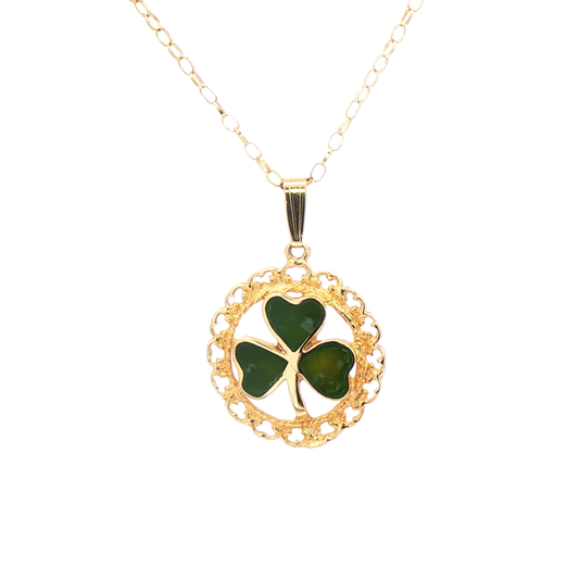 Shamrock Pendant with Connemara Marble