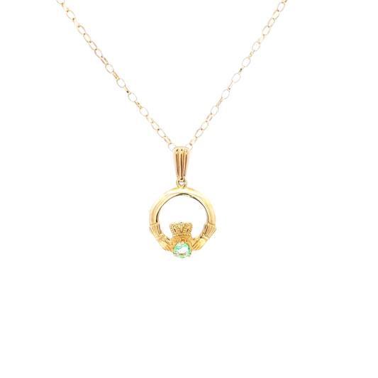 Claddagh Pendant with Round Emerald