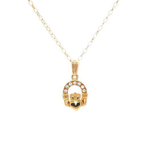 Claddagh Pendant with Round Brilliant Cut Natural Diamonds