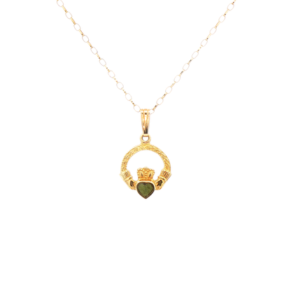 Claddagh Pendant with Heart Shaped Connemara Marble