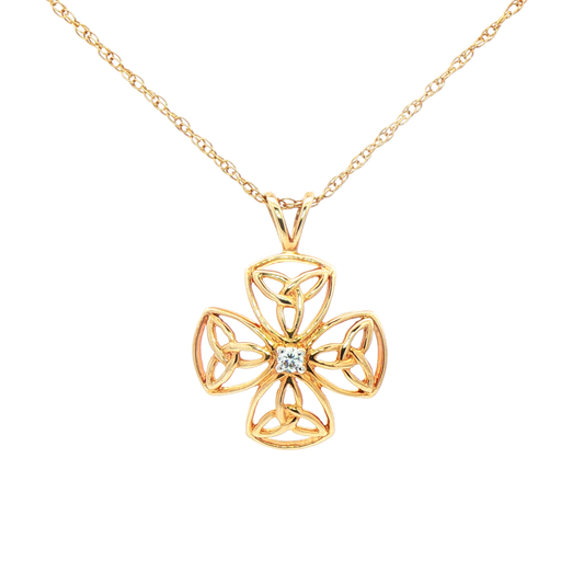 Celtic Trinity Knot Natural Diamond Pendant