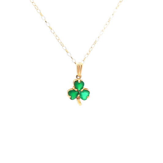 Shamrock Pendant with Heart Gemstones