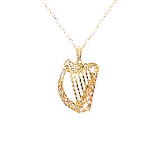 Large Intricate Design Harp Pendant
