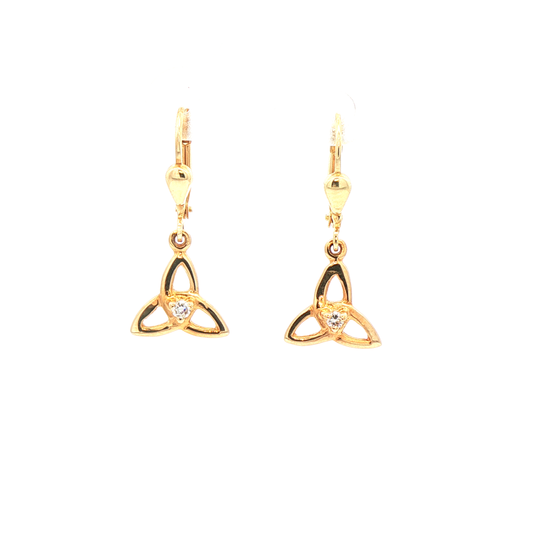 Trinity Knot Drop Earrings with Round Cut Natural Diamond