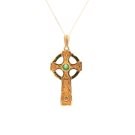 Celtic Cross Pendant with Round Emerald