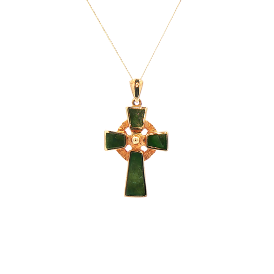 Square Connemara Marble Celtic Cross Pendant