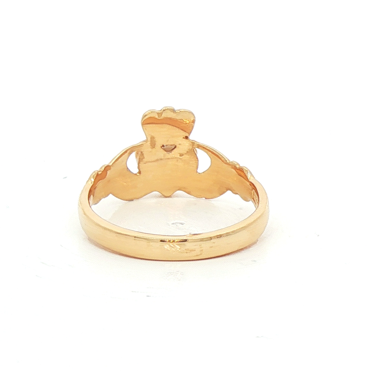 Claddagh Ring with Round Cut Natural Diamond Cluster Heart
