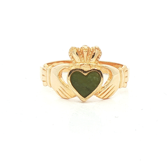 Connemara Marble Centre Stone Claddagh Ring
