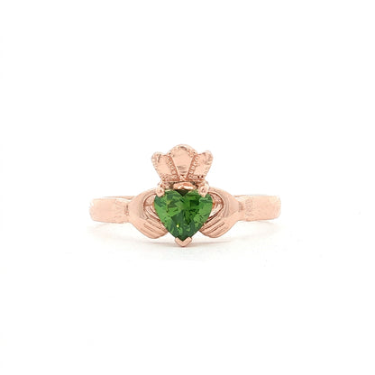 Beautiful Claddagh with Natural Green Diamond Heart Ring