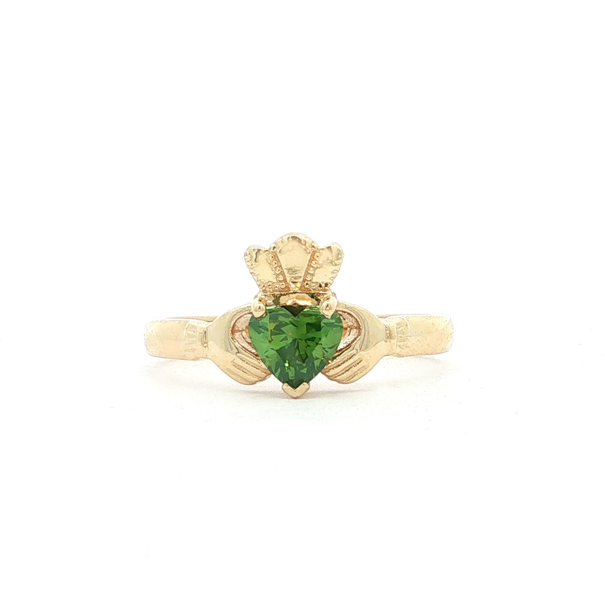 Beautiful Claddagh with Natural Green Diamond Heart Ring