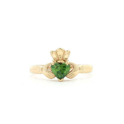 Beautiful Claddagh with Natural Green Diamond Heart Ring