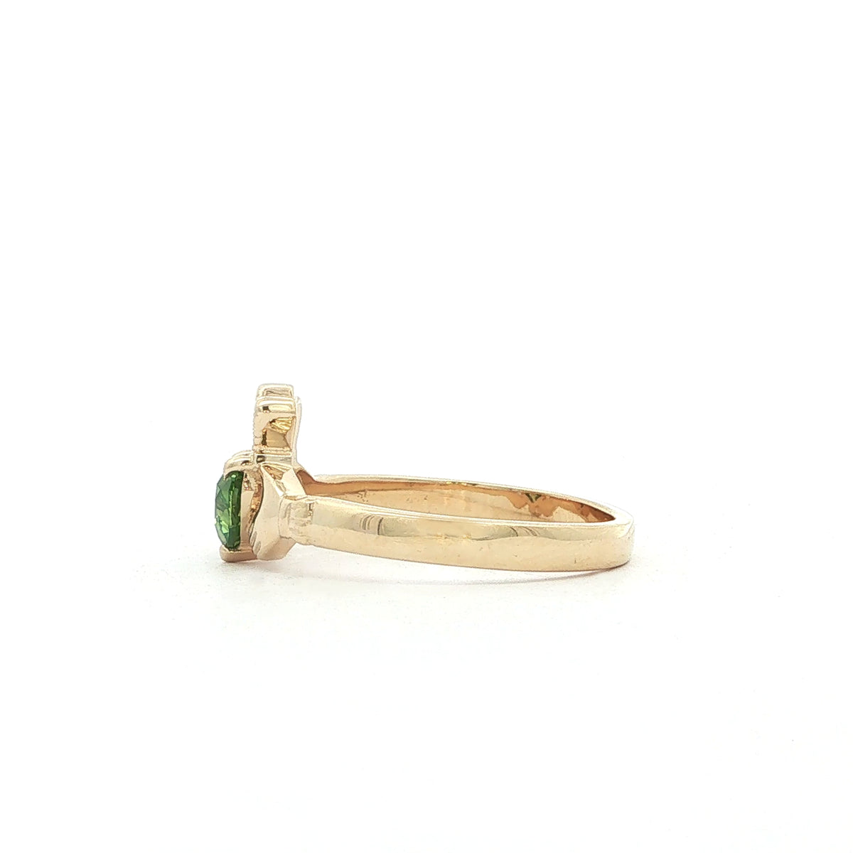 Beautiful Claddagh with Natural Green Diamond Heart Ring