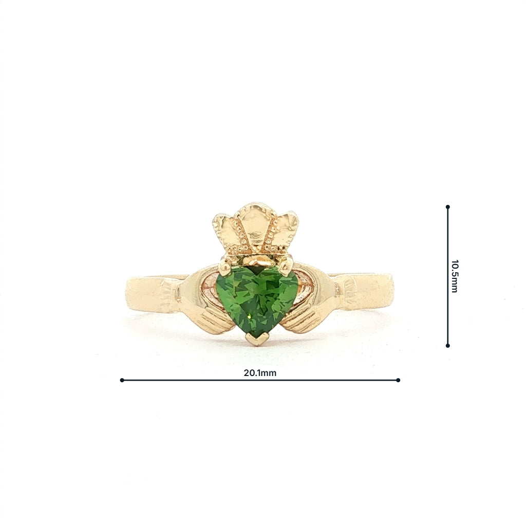Beautiful Claddagh with Natural Green Diamond Heart Ring