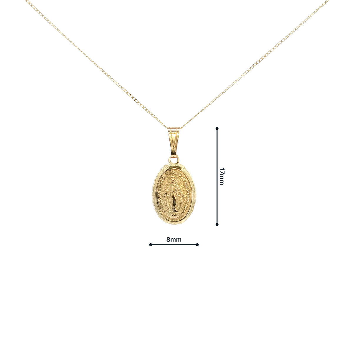 Petite Oval Miraculous Medal with Scallop Edging