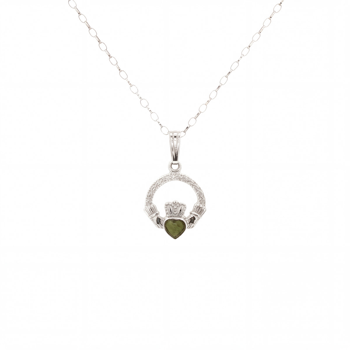 Claddagh Pendant with Heart Shaped Connemara Marble