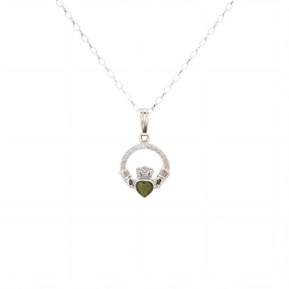 Claddagh Pendant with Heart Shaped Connemara Marble