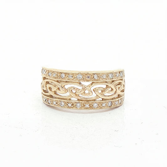 Celtic Knot & Natural Diamond Band Ring