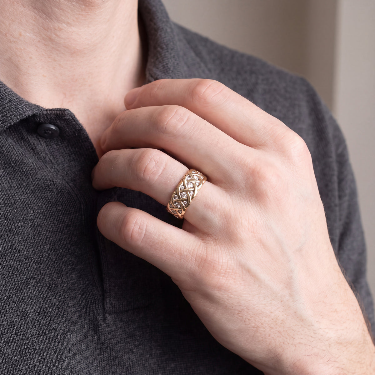 Celtic Knot Band with Natural Diamond