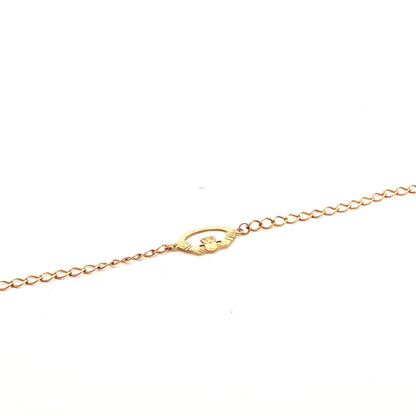 Ladies Single Flat Oval Claddagh Chain Bracelet