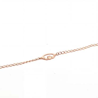 Ladies Single Flat Oval Claddagh Chain Bracelet