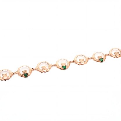 Multi Claddagh Bracelet with Emeralds