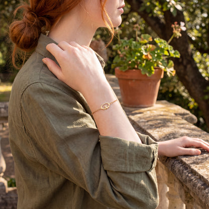 Ladies Single Flat Oval Claddagh Chain Bracelet
