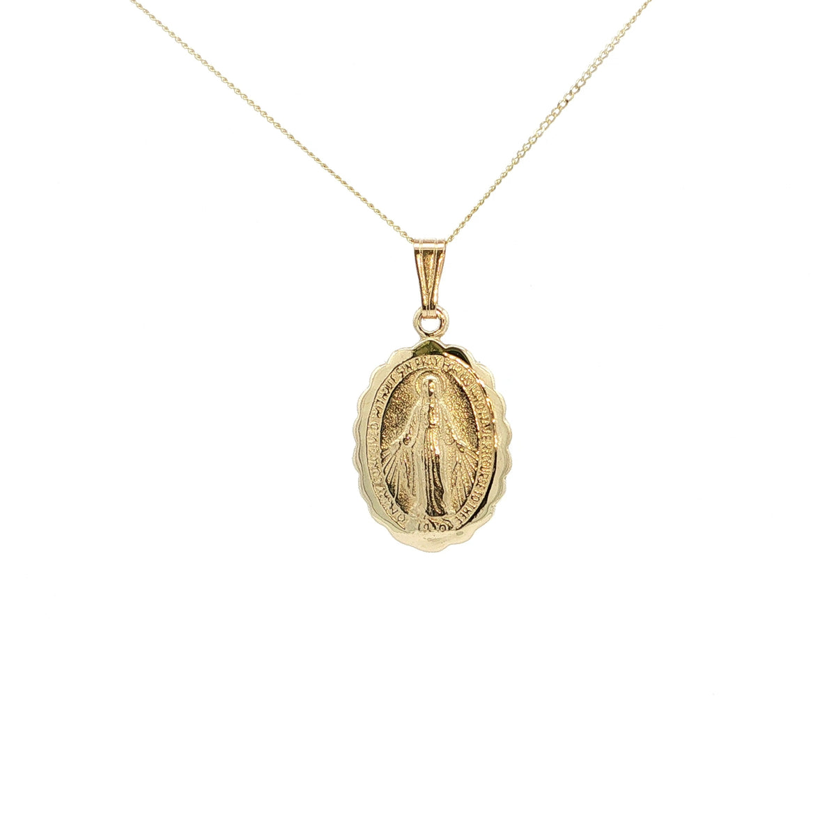 Scalloped Oval Medium Miraculous Medal Pendant