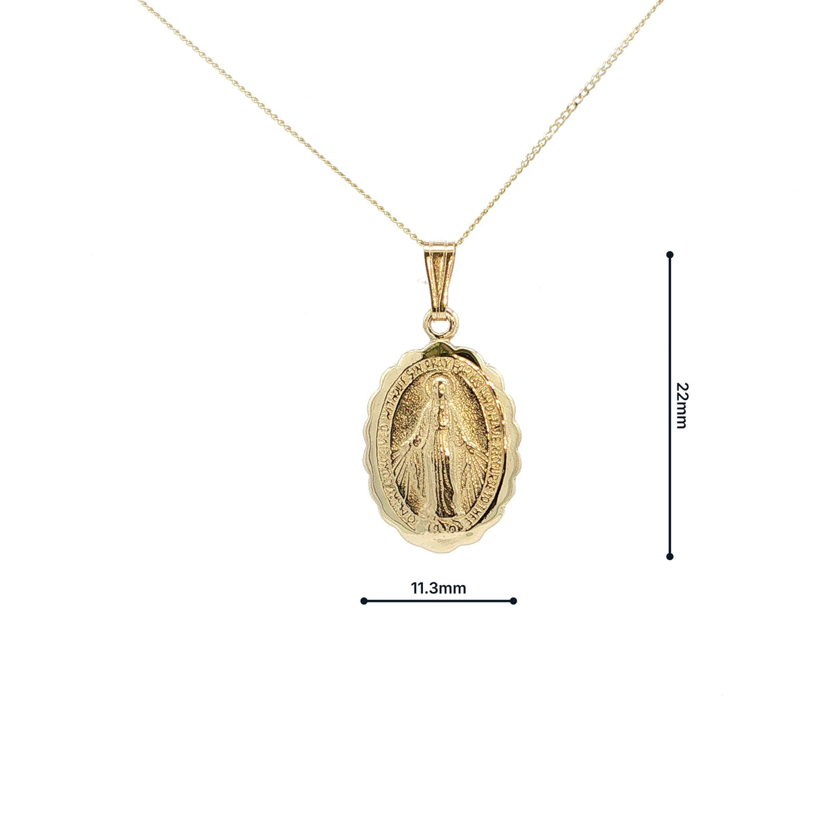 Scalloped Oval Medium Miraculous Medal Pendant