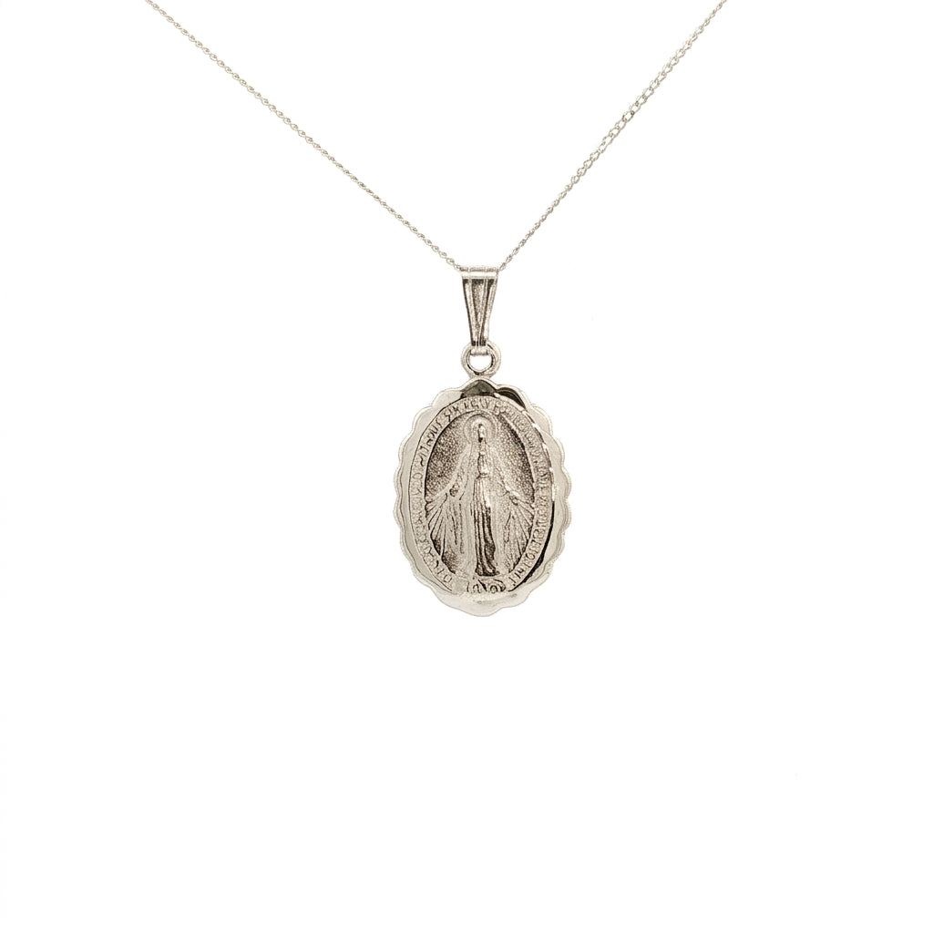 Scalloped Oval Medium Miraculous Medal Pendant