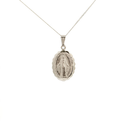 Scalloped Oval Medium Miraculous Medal Pendant