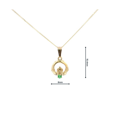 Tiny Claddagh Pendant with Round Emerald