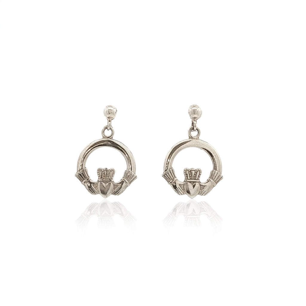 Claddagh Ball Stud Drop Earrings