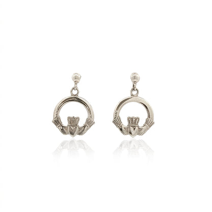 Claddagh Ball Stud Drop Earrings